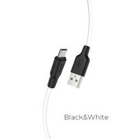 Hoco “X21 Plus” Силиконовый зарядный кабель для Micro (черный/белый)