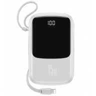 Внешний аккумулятор Baseus Q pow Digital Display 3A 10000mAh (With IP Cable) белый PPQD-B02