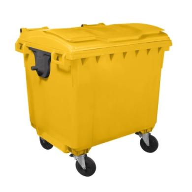 Контейнер для отходов на 1100 л (плоская крышка) (желтый). Разобранный.