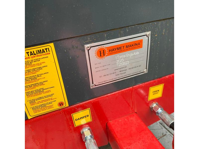 Прицеп сельскохозяйственный одноосный HAYMET 1T-1 (1 тонна, гидравлический тормоз)