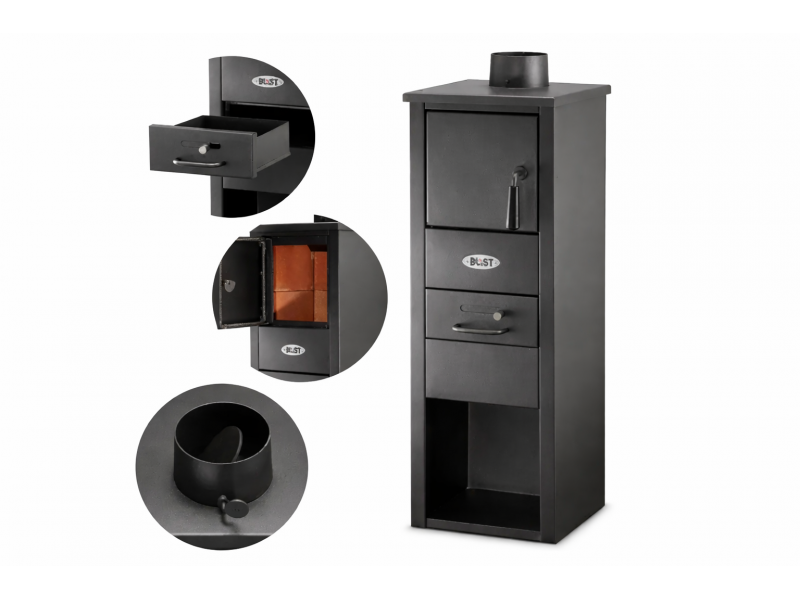 Sobă-burjuiacă din fontă BLIST Ekonomik Lux 7 kW (neagră)