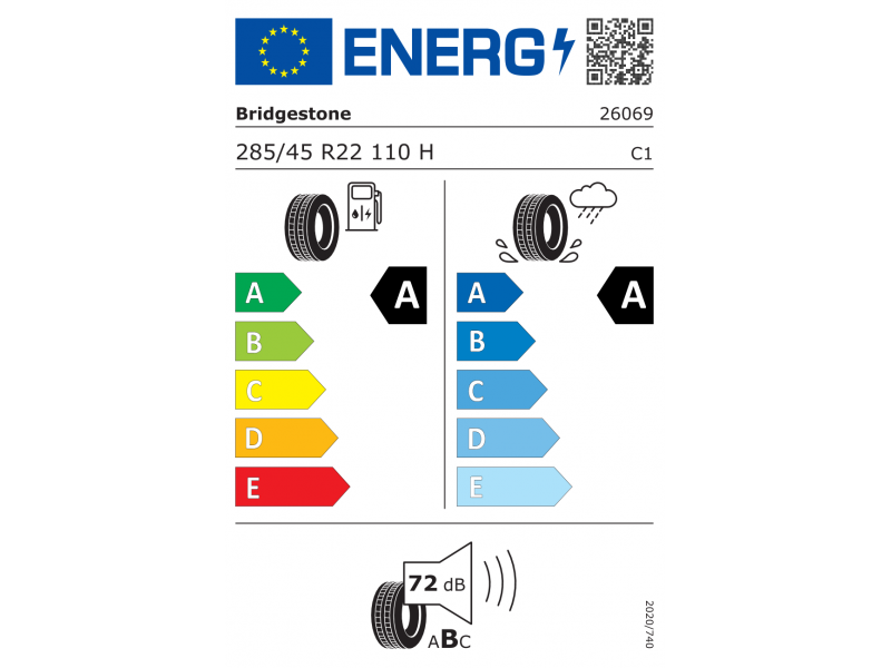 285/45/22 Bridgestone Turanza 6 110H TL лето