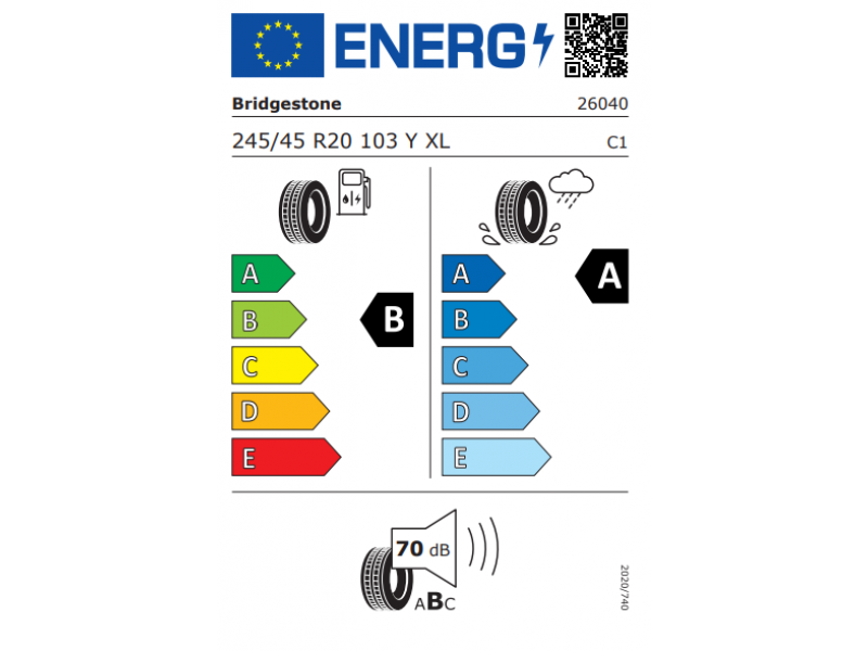 245/45/20  Bridgestone Turanza 6 103Y XL лето