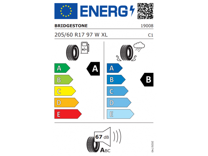 205/60/17 Bridgestone Turanza T005  97W XL ( * )  vara