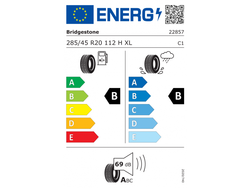 285/45/20 Bridgestone  ALENZA1 112H XL   E-TRON AO vara