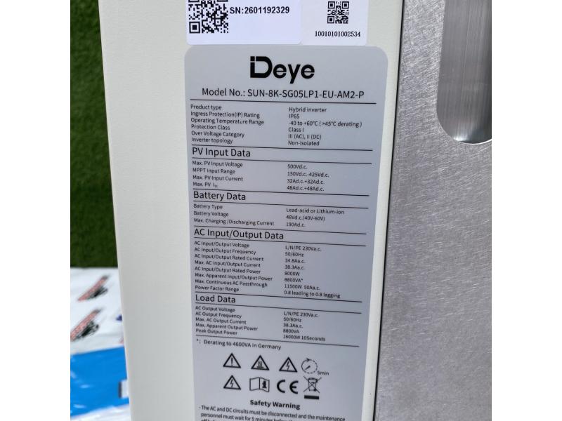 Гибридный инвертор DEYE SUN-8K-SG05LP1-EU-AM2-P 