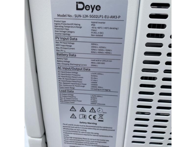 Гибридный инвертор DEYE SUN-12K-SG02LP1-EU-AM3-P
