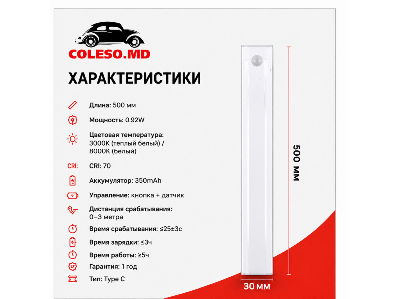 Lampa LED 500 mm