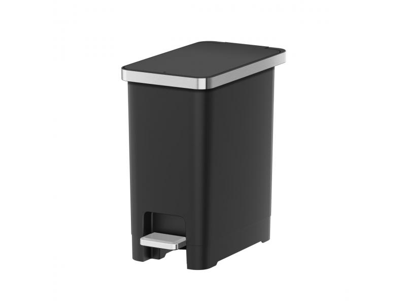 Coș de gunoi EKO 15 L, cu pedală, din plastic negru