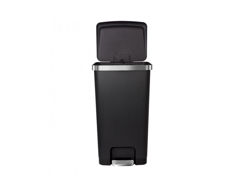 Coș de gunoi EKO 45 L, cu pedală, din plastic, negru