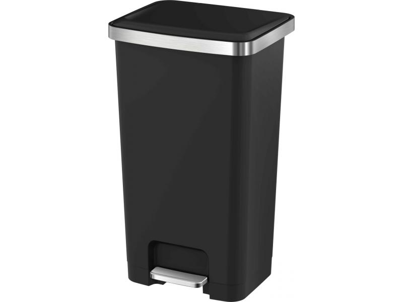 Coș de gunoi EKO 45 L, cu pedală, din plastic, negru