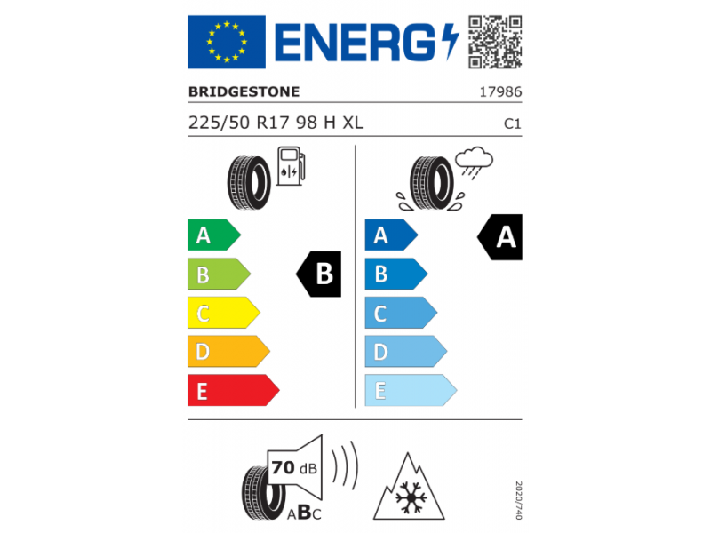 225/50/17 Bridgestone LM005  98H XL (C-CL'20) зима