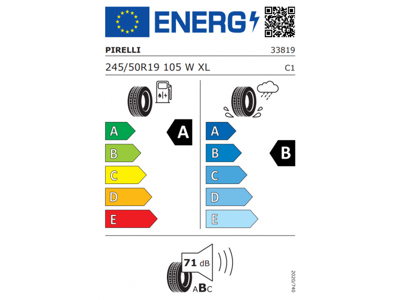 245/50/19 Pirelli P-7 Cinturato 105W XL (*) vara