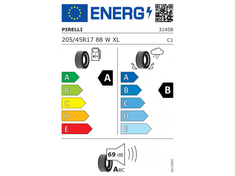 205/45/17 Pirelli P7 Cinturato 88W XL (*) лето