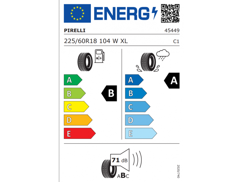225/60/18 Pirelli  Сinturato C3 104W XL лето