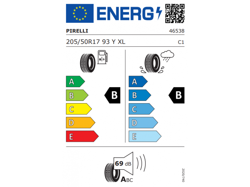 205/50/17 Pirelli Powergy 2  93Y XL лето