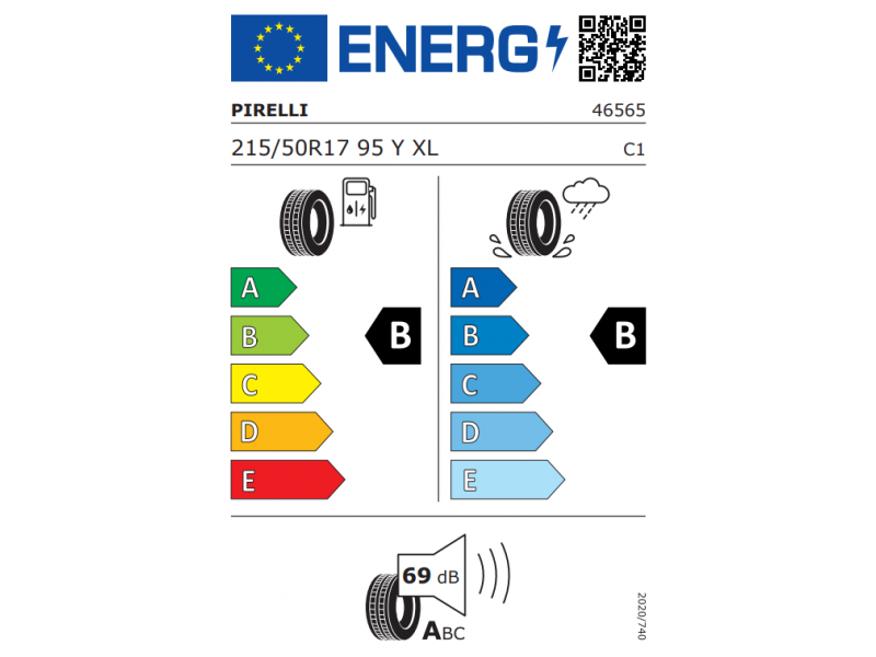 215/50/17 Pirelli Powergy 2  95Y XL лето