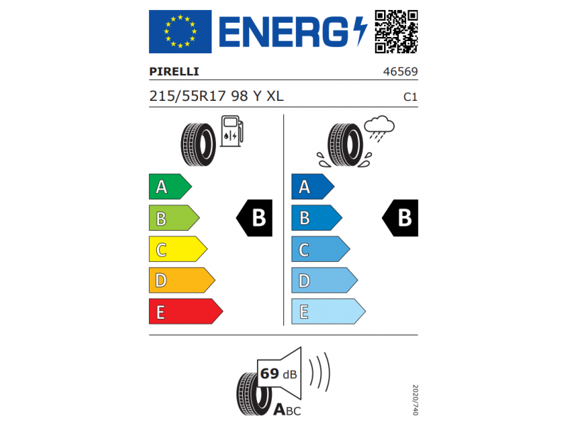 215/55/17 Pirelli Powergy 2  98Y XL vara