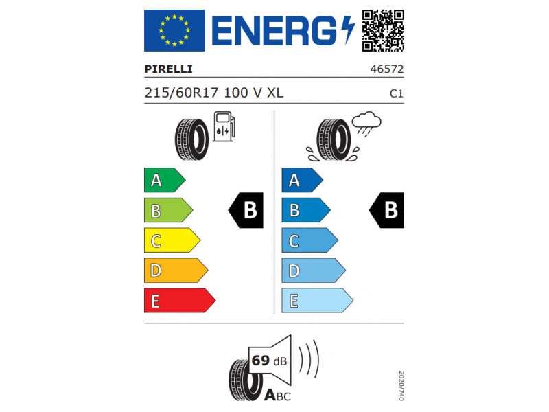 215/60/17 Pirelli Powergy 2 100V XL лето