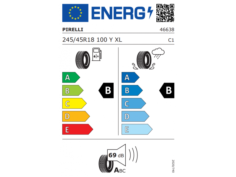 245/45/18 Pirelli Powergy 2 100Y XL vara