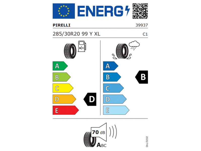 285/30/20 Pirelli  P ZERO 99Y XL (*) elt vara