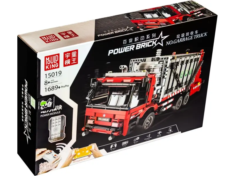 Constructor Mould King 15019 Camion de gunoi containerizat cu telecomandă
