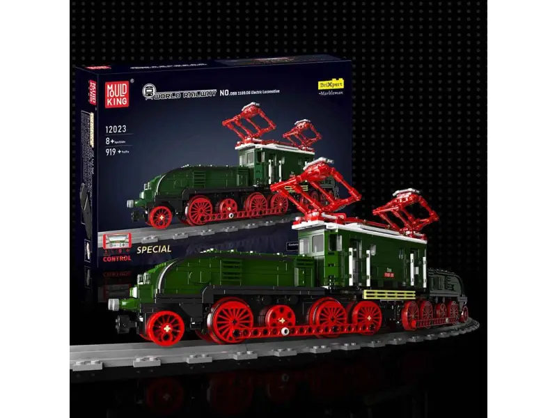 Constructor Mould King 12023 Locomotivă electrică cu șine și telecomandă Constructor Mould King 12023 Locomotivă electrică cu șine și telecomandă