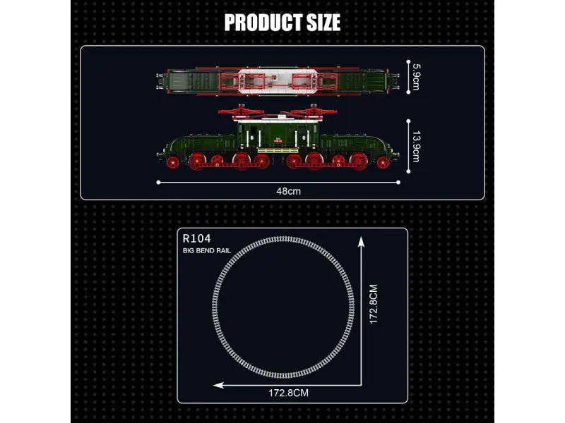 Constructor Mould King 12023 Locomotivă electrică cu șine și telecomandă Constructor Mould King 12023 Locomotivă electrică cu șine și telecomandă