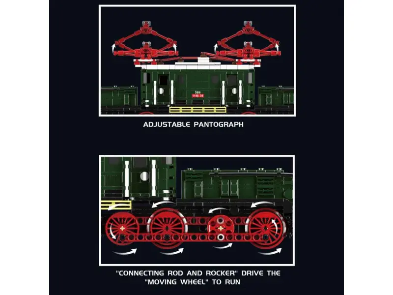 Constructor Mould King 12023 Locomotivă electrică cu șine și telecomandă Constructor Mould King 12023 Locomotivă electrică cu șine și telecomandă