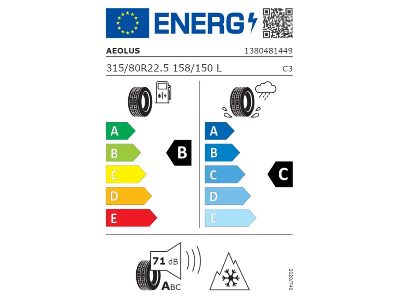 315/80 R 22.5 AEOLUS FuelS  (передняя ось)