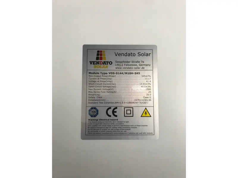 Panou solar Monocristalic VDS-S144/M10H 545W (2279*1134*35mm)