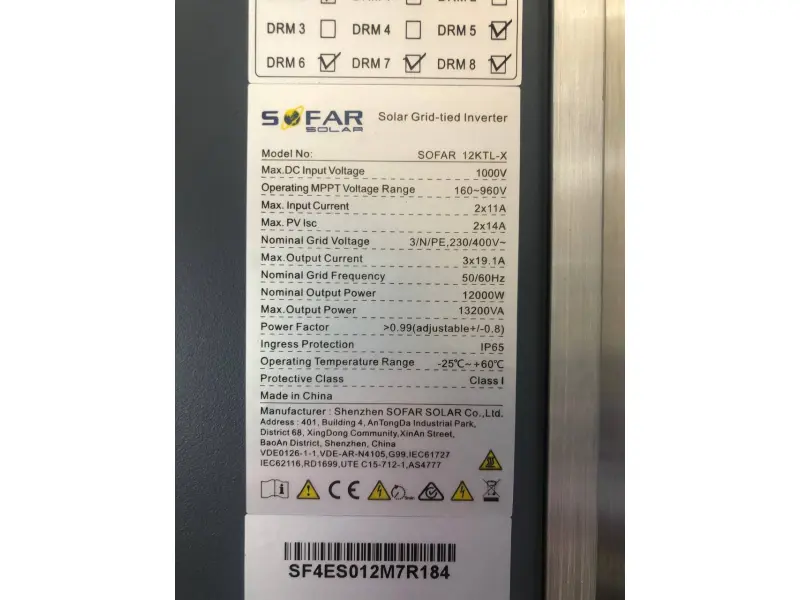 Сетевой солнечный инвертор SOFAR 12KTL-X 3 фазы 12кВт