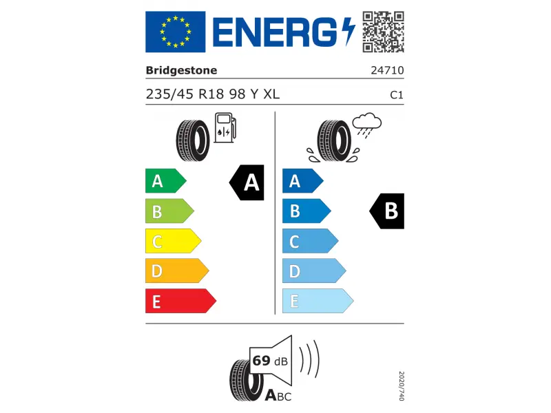 235/45/18 Bridgestone Turanza 6  98Y XL лето