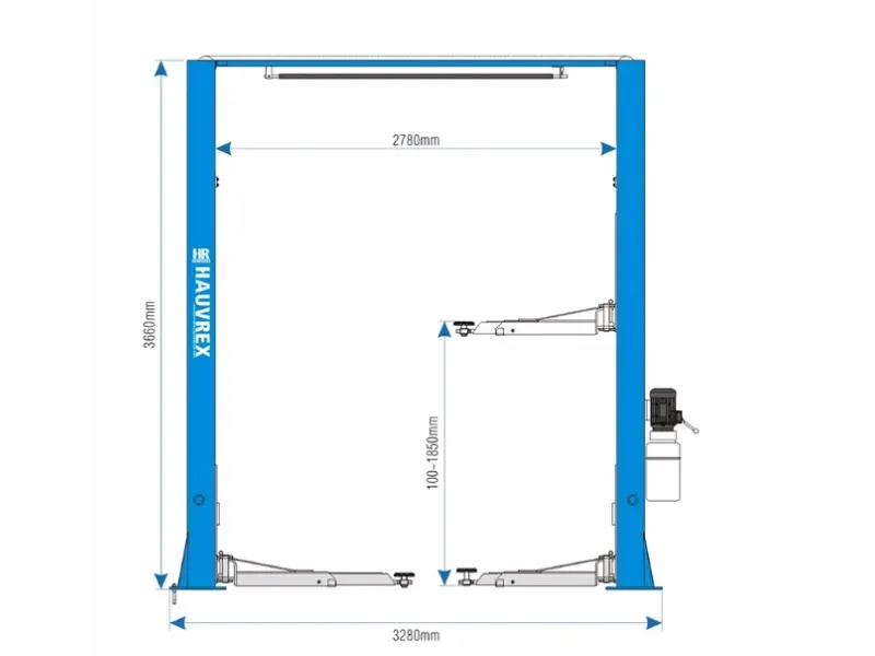 Ridicator cu două coloane Hauvrex 4t cu sincronizare superioară 220V HTL3040.